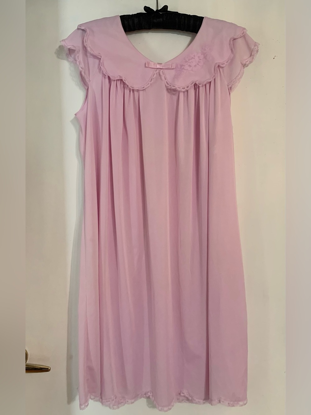 Vintage NWOT 1970s Shadowline Pink/ Lilac Babydoll Nightgown Large Coquette
